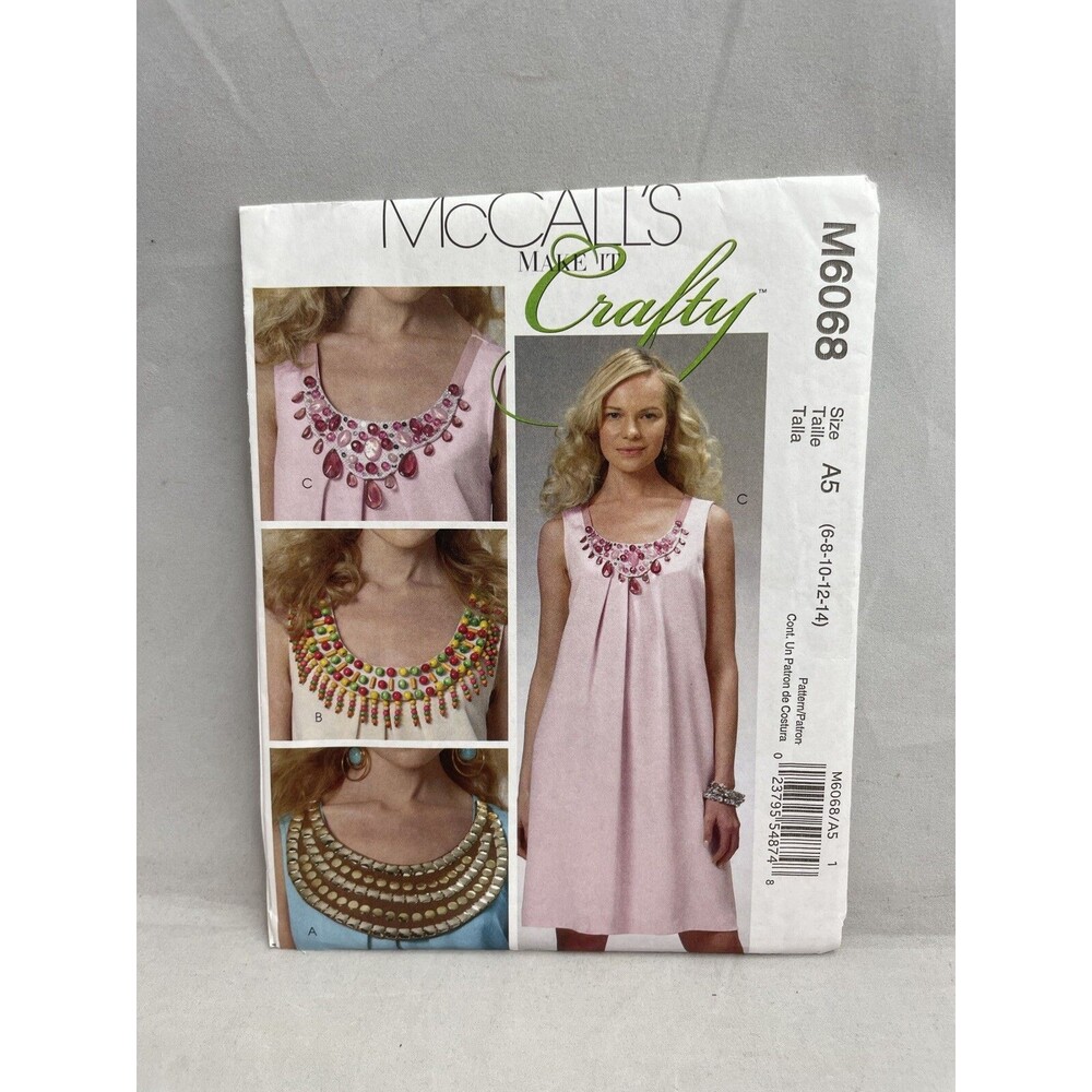 McCall's M6068 Make It Crafty Pullover Dresses Necklaces Size 6-14
